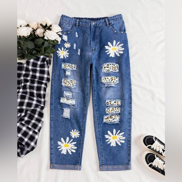 Halo & Harley Denim - Floral Blue Jeans